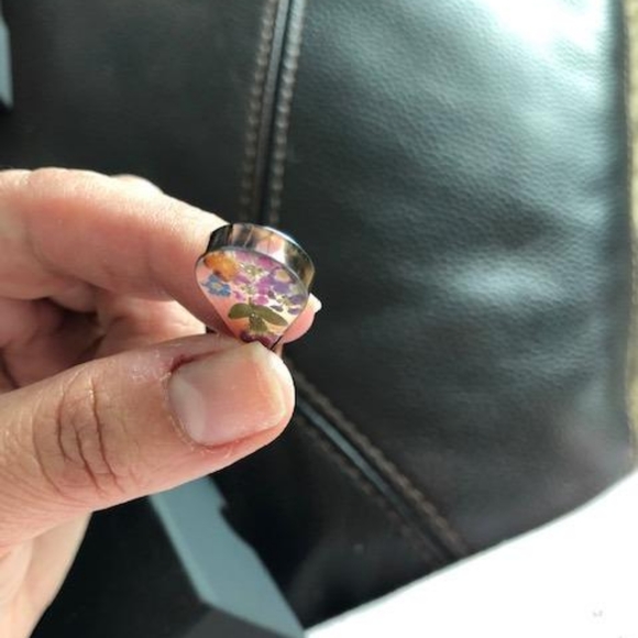 Sterling Silver Pressed Flower Teardrop Earrings A - Picture 3 of 4